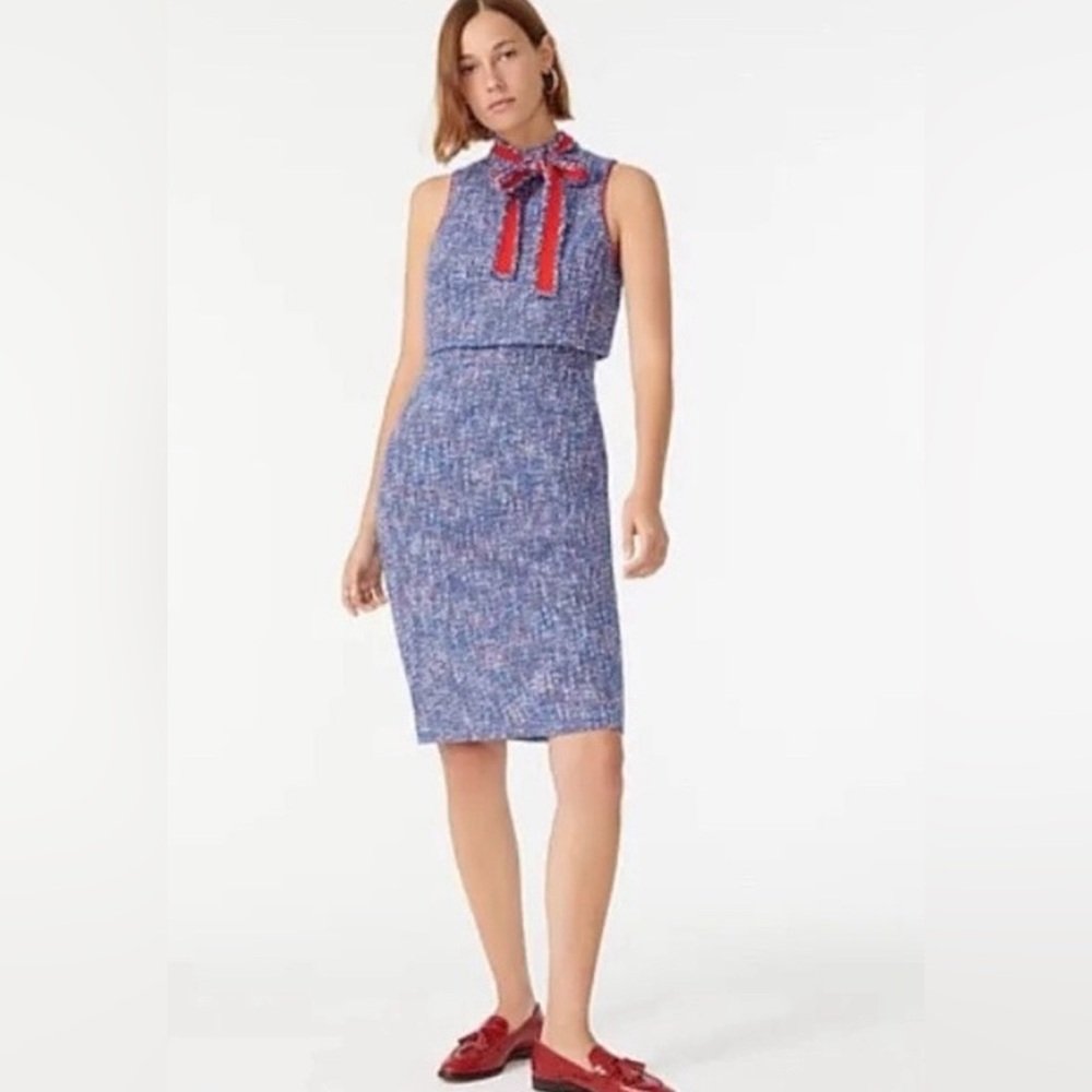 J.Crew Tie-neck tank dress in autumn tweed Italian Yarn sz12